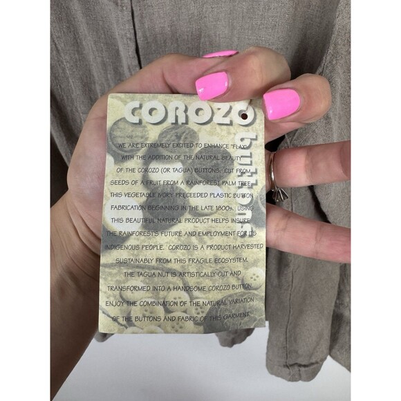 FLAX 100% Linen Beige Jacket NWT SZ 2G Collared Long Sleeve - Picture 8 of 11